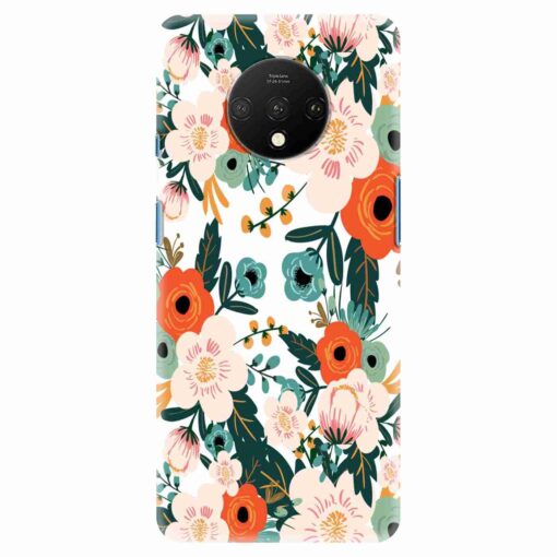 Oneplus 7T White Red Floral FLOI