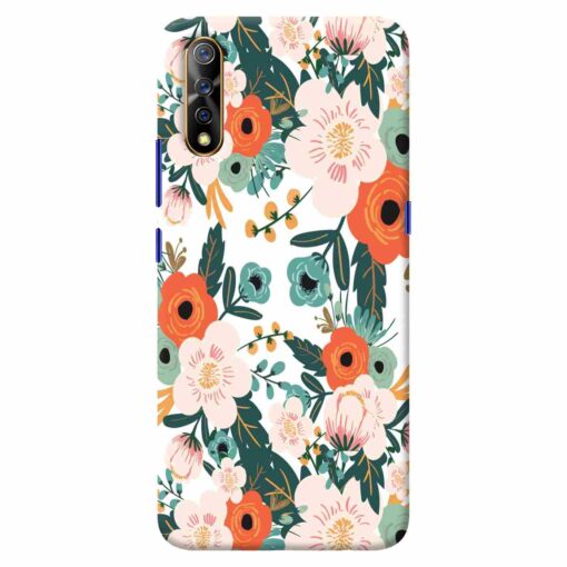 Vivo S1 Mobile Covers White Red Floral FLOI