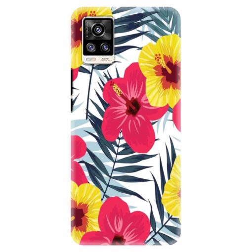 Vivo V20 Mobile Covers Red Yellow Floral FLOB