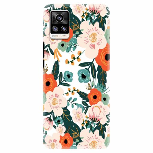 Vivo V20 Mobile Covers White Red Floral FLOI