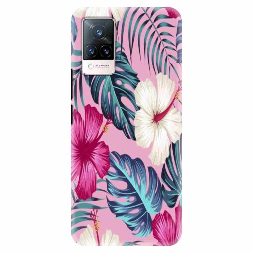 Vivo V21 5G Mobile Covers White Pink Floral DE3