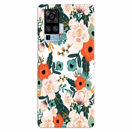 Vivo X50 Pro Mobile Covers White Red Floral FLOI