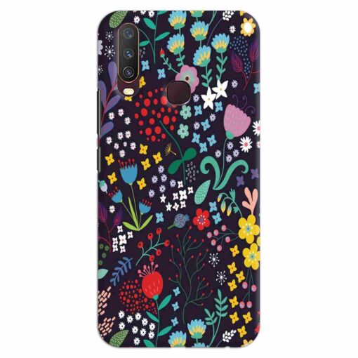 Vivo Y12 Mobile Covers Dark Blue Floral FLOJ