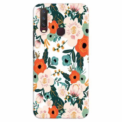 Vivo Y12 Mobile Covers White Red Floral FLOI