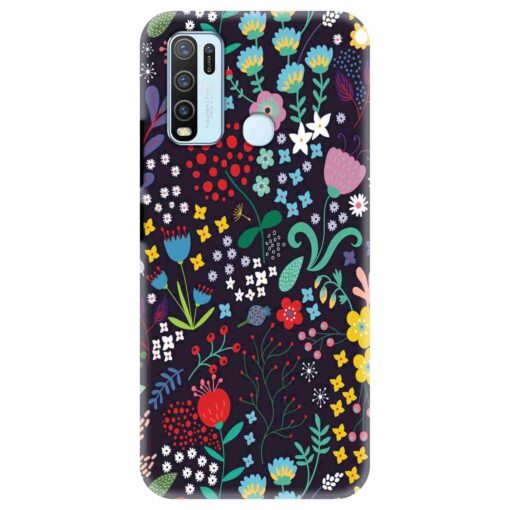 Vivo Y50 Mobile Covers Dark Blue Floral FLOJ