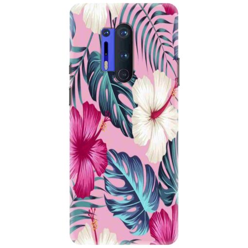 Oneplus 8 Pro Mobile Cover White Pink Floral DE3
