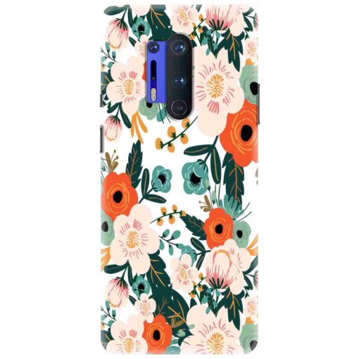 Oneplus 8 Pro Mobile Cover White Red Floral FLOI
