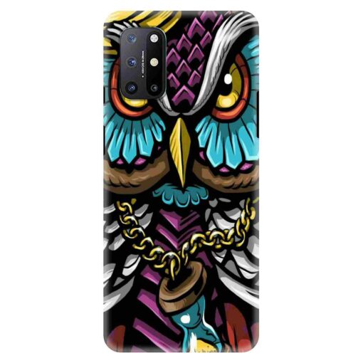 Oneplus 9r Mobile Cover Multicolor Owl With Chain
