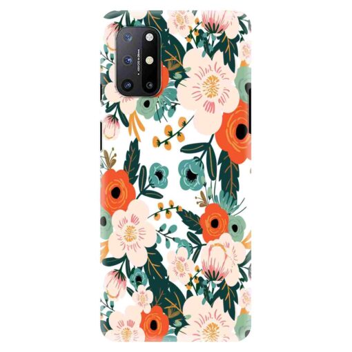 Oneplus 9r Mobile Cover White Red Floral FLOI