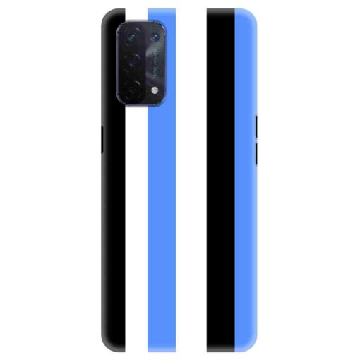 Oppo A54 Mobile Cover Blue Black Straight Rainbow