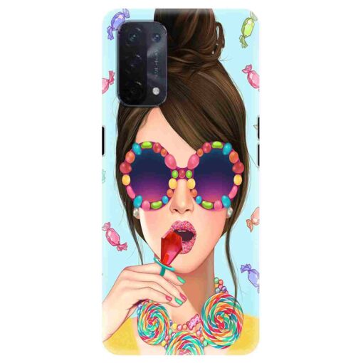 Oppo A54 Mobile Cover Girl With Lollipop