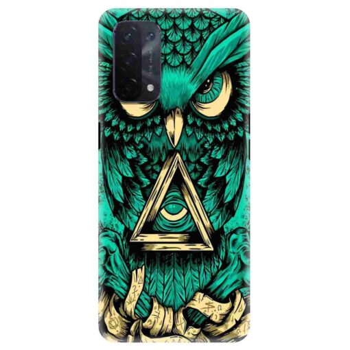 Oppo A54 Mobile Cover Green Almighty Owl