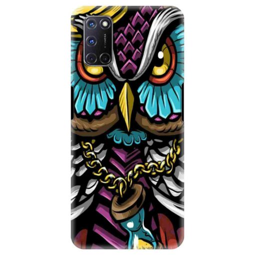 Oppo A72 Mobile Cover Multicolor Owl With Chain