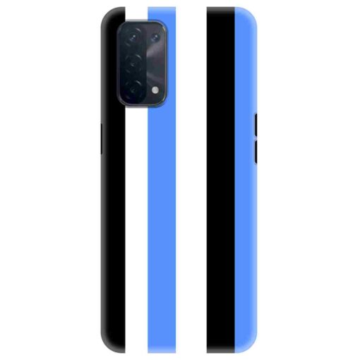 Oppo A74 Mobile Cover Blue Black Straight Rainbow