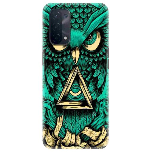 Oppo A74 Mobile Cover Green Almighty Owl