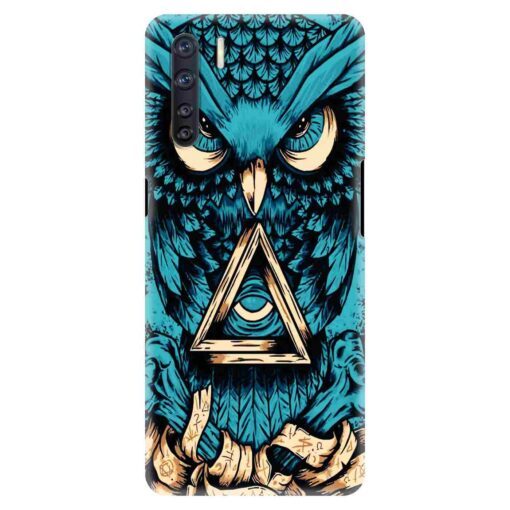 Oppo F15 Mobile Cover Blue Almighty Owl