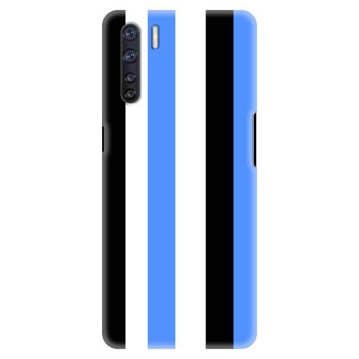 Oppo F15 Mobile Cover Blue Black Straight Rainbow