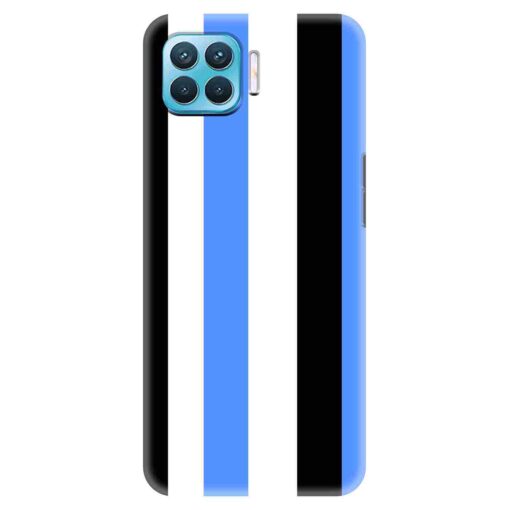 Oppo F17 Pro Mobile Cover Blue Black Straight Rainbow