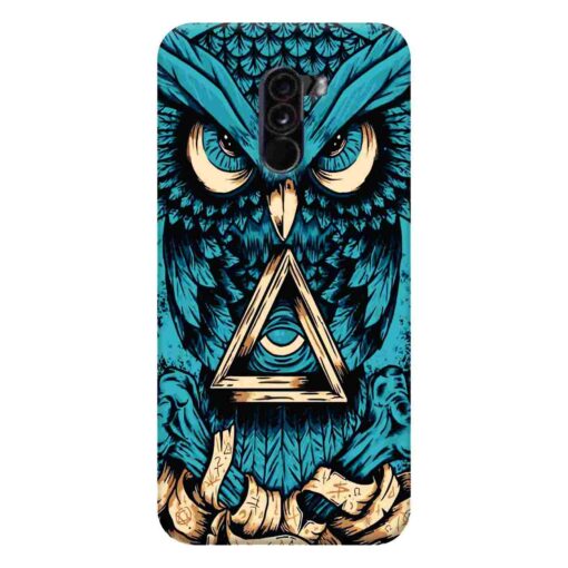 Poco F1 Mobile Cover Blue Almighty Owl