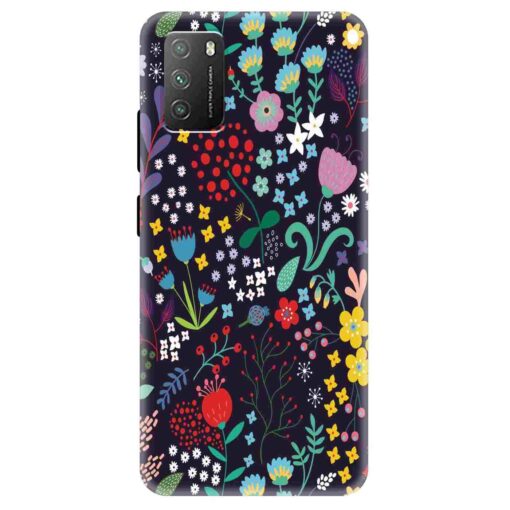 Poco M3 Mobile Cover Dark Blue Floral FLOJ