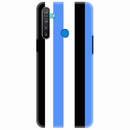 Realme 5 Mobile Cover Blue Black Straight Rainbow