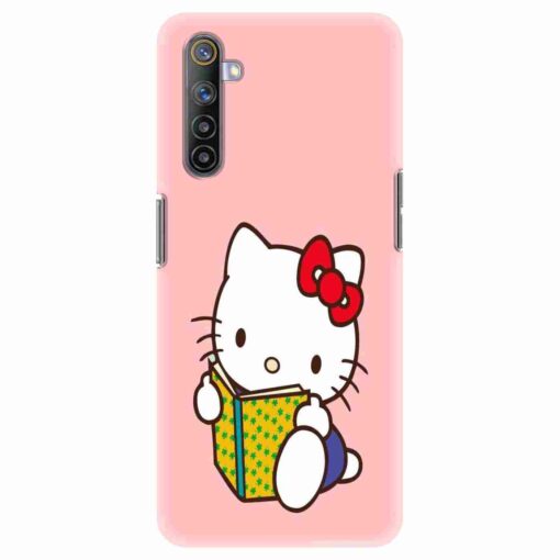 Realme 6 Mobile Cover Studying Cute Kitty