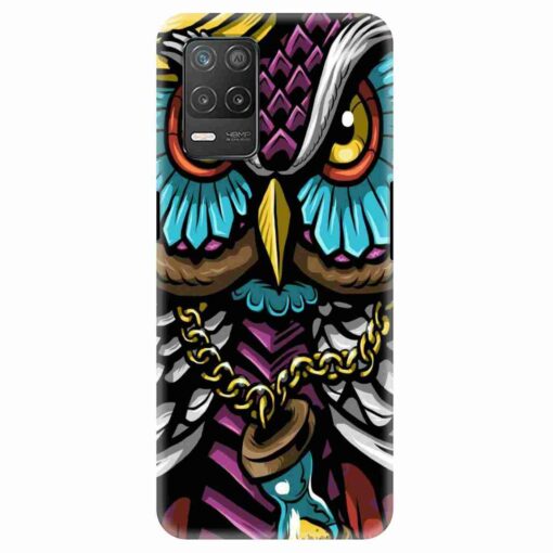 Realme 8 5G Mobile Cover Multicolor Owl With Chain