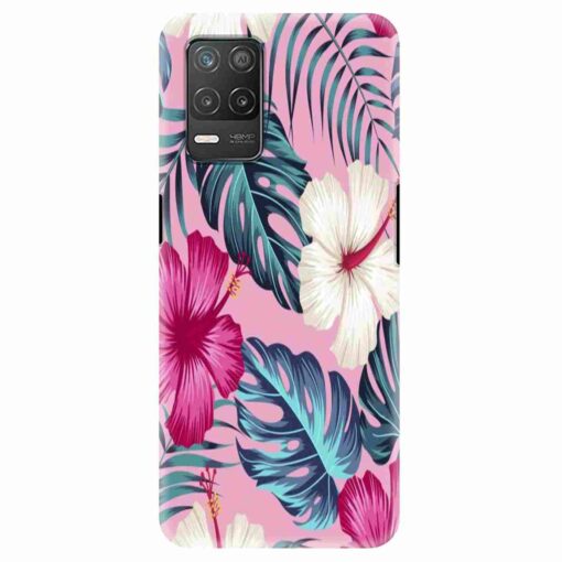 Realme 8 5G Mobile Cover White Pink Floral DE3