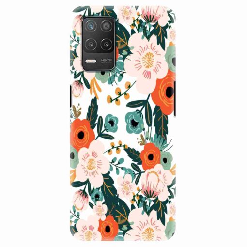 Realme 8 5G Mobile Cover White Red Floral FLOI