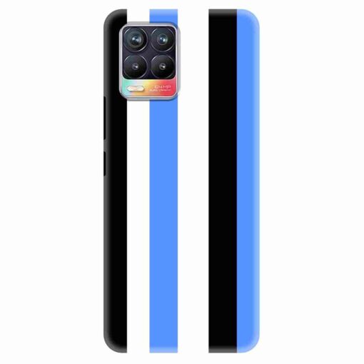 Realme 8 Mobile Cover Blue Black Straight Rainbow