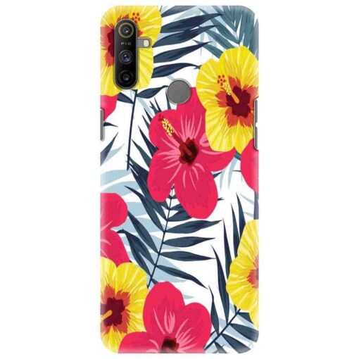 Realme Narzo 10A Mobile Cover Red Yellow Floral FLOB