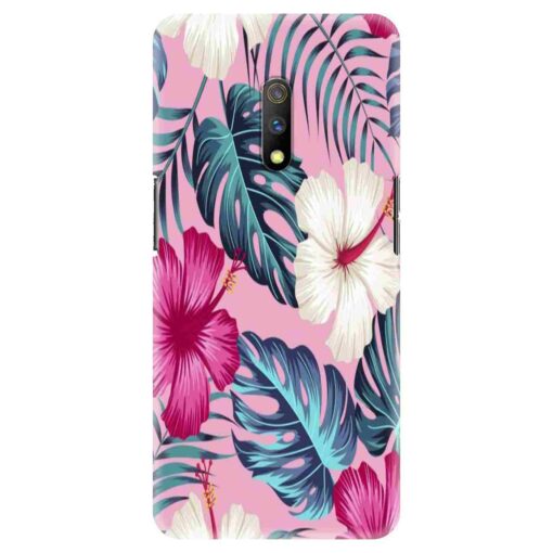 Realme X Mobile Cover White Pink Floral DE3