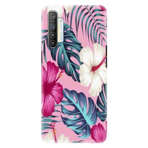 Realme X2 Mobile Cover White Pink Floral DE3