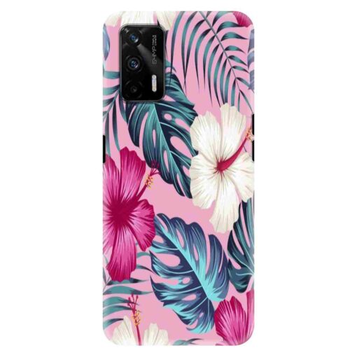 Realme X7 Max Mobile Cover White Pink Floral DE3