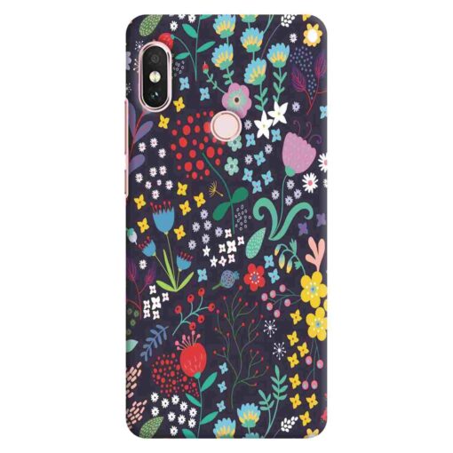 Redmi Note 5 Pro Mobile Cover Dark Blue Floral FLOJ