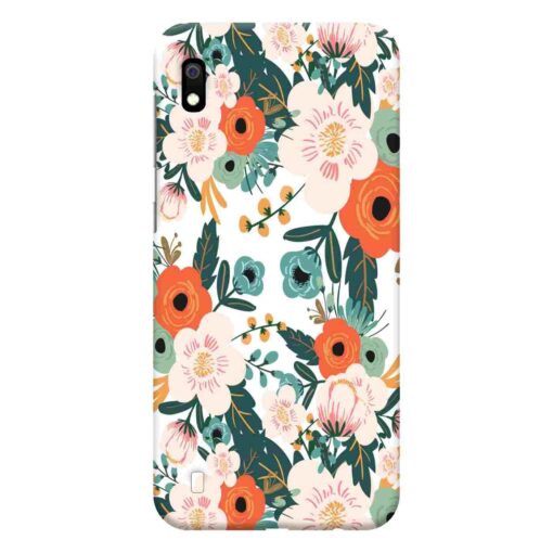 Samsung A10 Mobile Cover White Red Floral FLOI