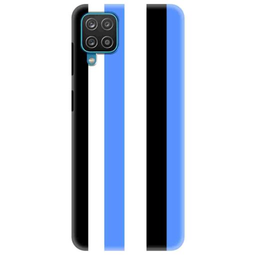 Samsung A12 Mobile Cover Blue Black Straight Rainbow