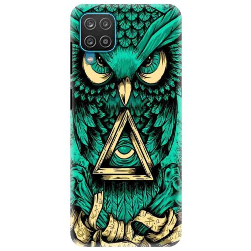 Samsung A12 Mobile Cover Green Almighty Owl