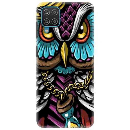 Samsung A12 Mobile Cover Multicolor Owl With Chain