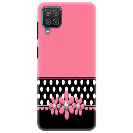 Samsung A12 Mobile Cover Pink black Floral