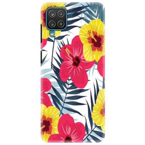 Samsung A12 Mobile Cover Red Yellow Floral FLOB