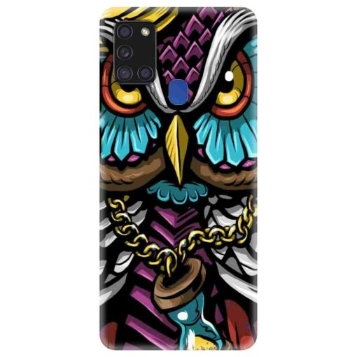 Samsung A21s Mobile Cover Multicolor Owl With Chain