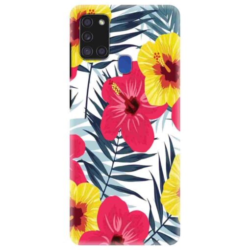 Samsung A21s Mobile Cover Red Yellow Floral FLOB