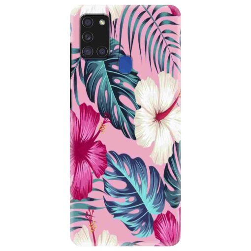 Samsung A21s Mobile Cover White Pink Floral DE3