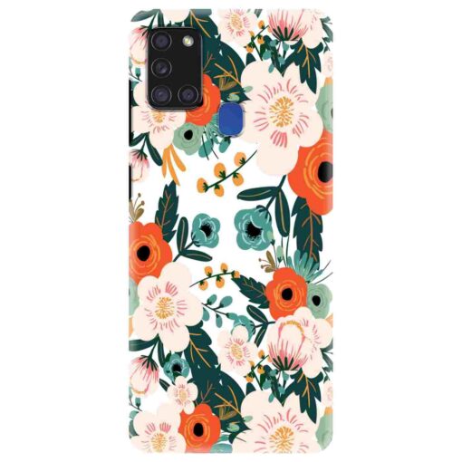 Samsung A21s Mobile Cover White Red Floral FLOI