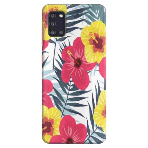 Samsung A31 Mobile Cover Red Yellow Floral FLOB