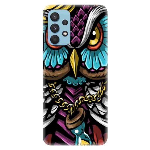 Samsung A32 Mobile Cover Multicolor Owl With Chain