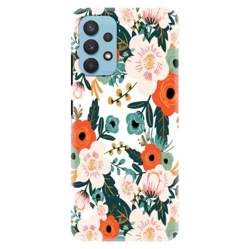 Samsung A32 Mobile Cover White Red Floral FLOI