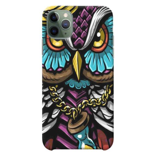 iPhone 11 Pro Max Mobile Cover Multicolor Owl With Chain