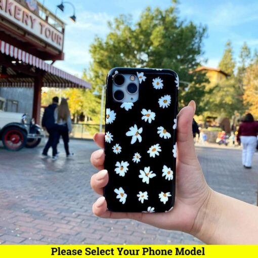 Black and White Floral Mobile Cover